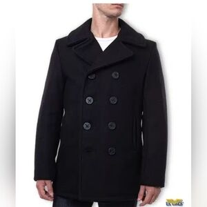 HEAVY United States Military Issue Black Wool Pea Coat Size M